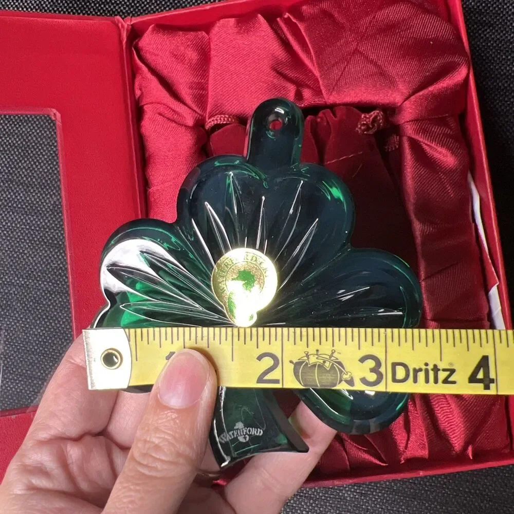 Waterford Crystal 2014 Annual Green Shamrock ornament with enhancer #164589